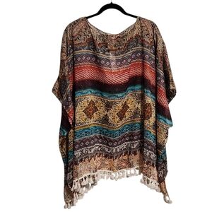 Magnolia Lane Poncho Top L/XL Lightweight Oversized Western Boho Cowgirl Nwt